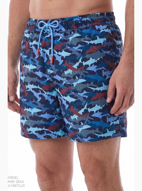 Short de bain homme à rayures et motif poisson penti - Kiabi Short de bain homme à rayures et motif poisson penti - Kiabi