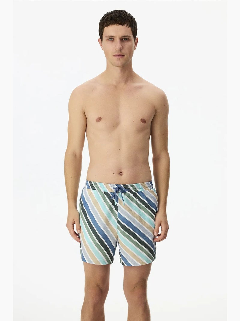 Short de bain homme rayé cros line penti Bleu Vert - Kiabi
