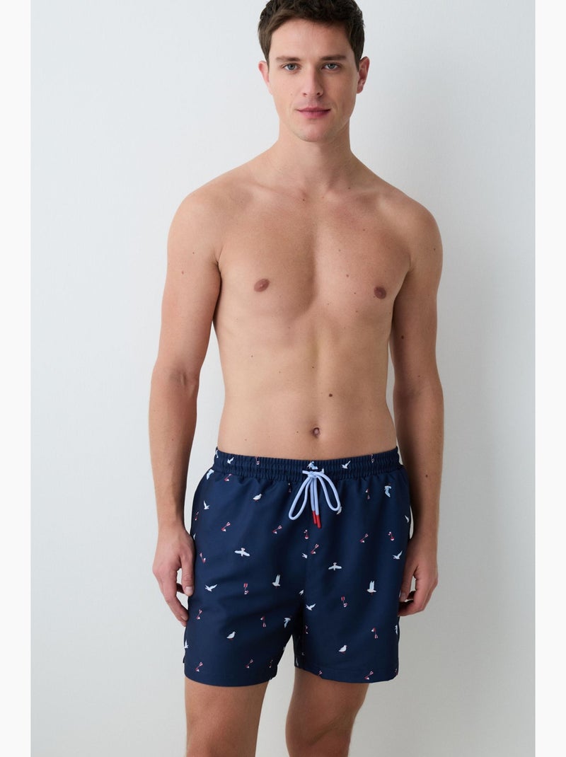 Short de bain homme seagull taille mi-haute penti Bleu marine - Kiabi