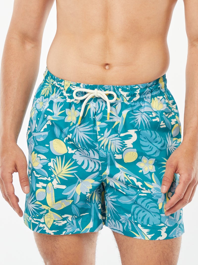 Short de bain imprimé fantaisie Vert feuillage - Kiabi