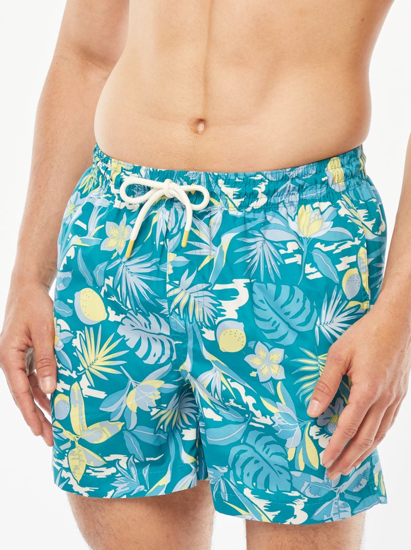 Short de bain imprimé fantaisie Vert feuillage - Kiabi