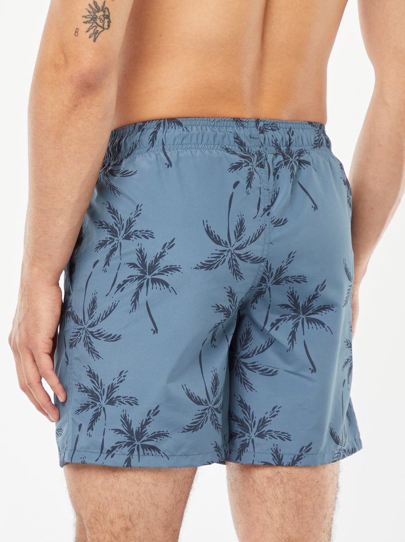 Short de bain motifs palmiers BLEU - Kiabi