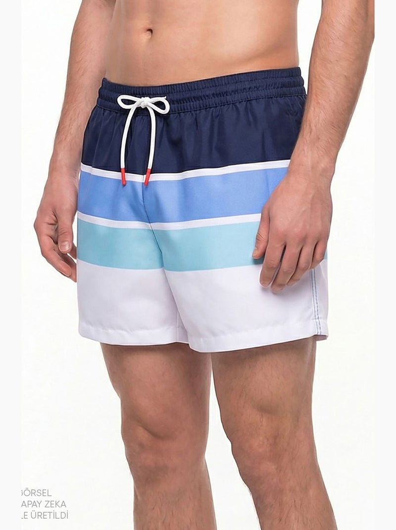 Short de bain rayé homme penti Bleu marine - Kiabi