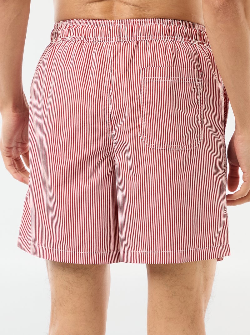 Short de bain rayé Rouge - Kiabi