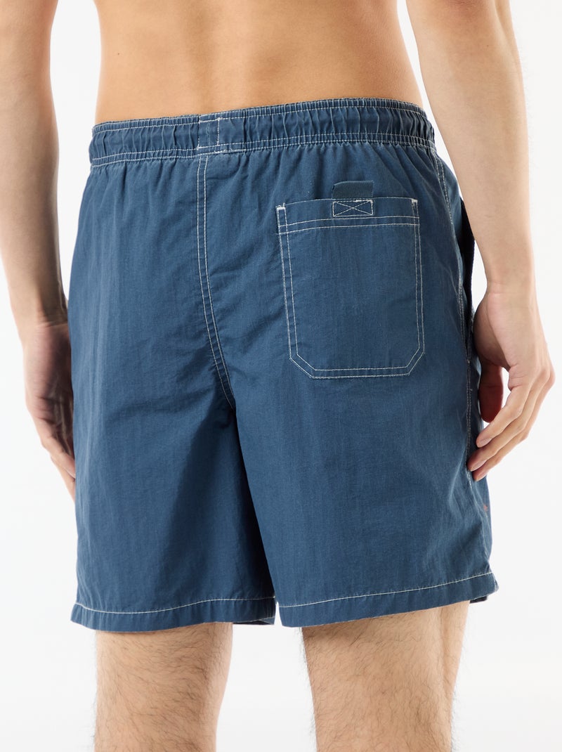 Short de bain uni avec poches Bleu - Kiabi