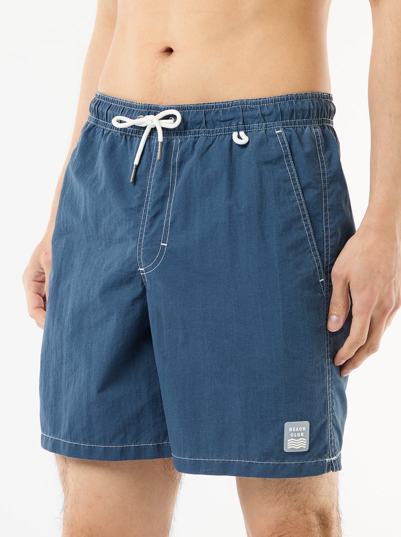 Short de bain uni avec poches Bleu - Kiabi