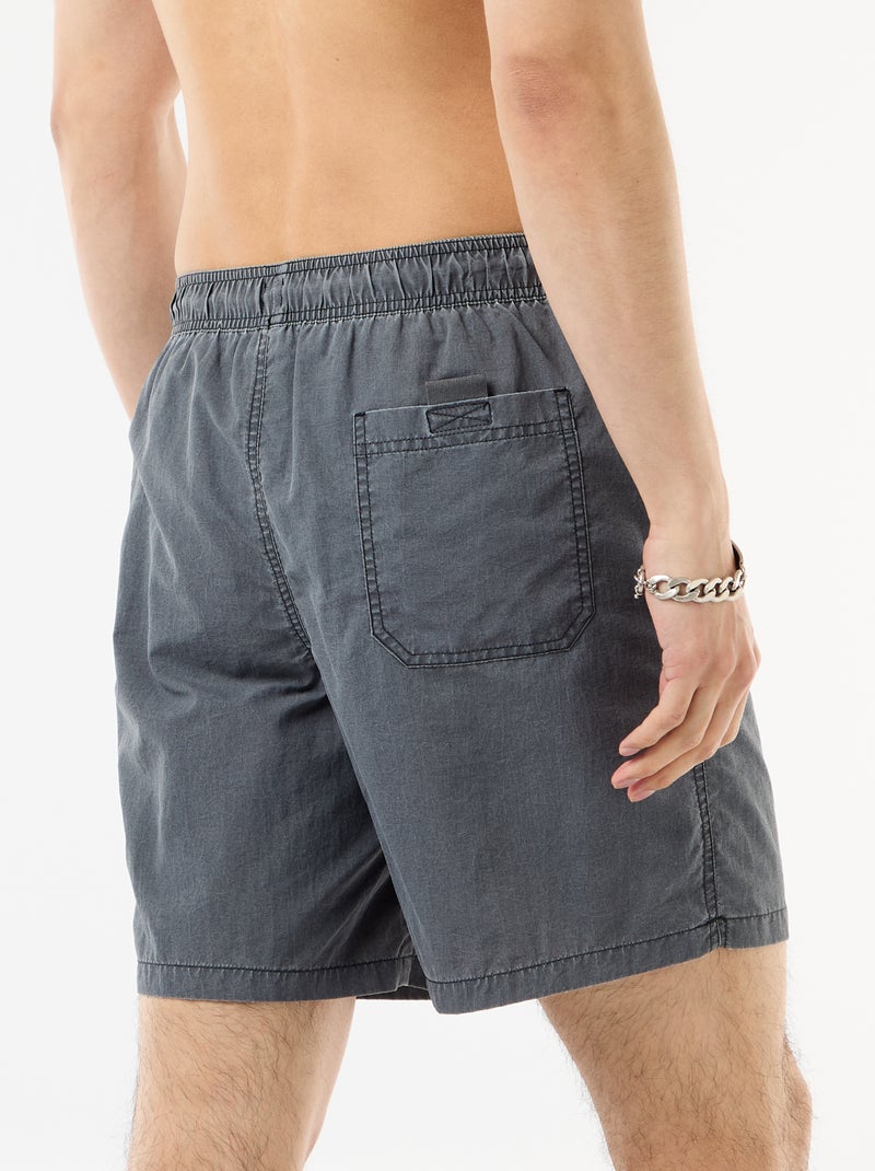 Short de bain uni avec poches Noir - Kiabi