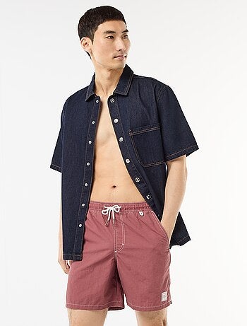 Short de bain uni avec poches