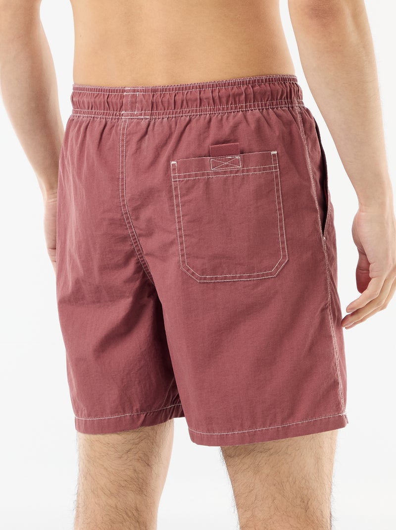 Short de bain uni avec poches Rouge - Kiabi