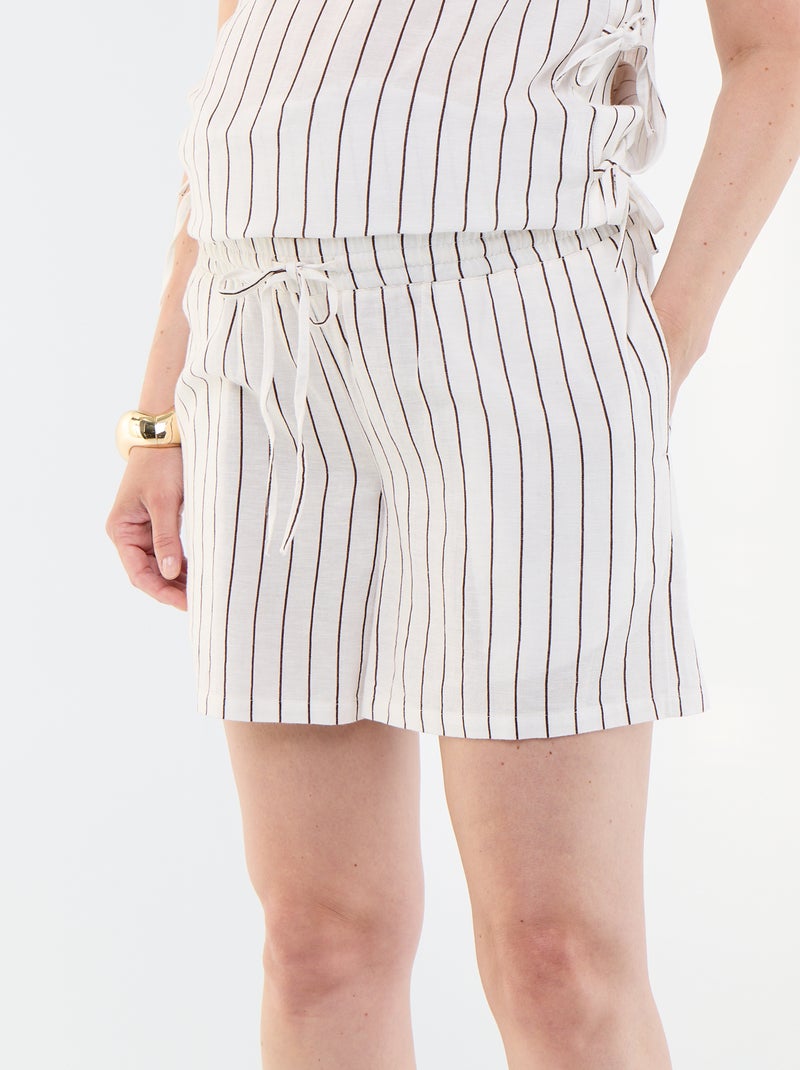 Short de maternité en lin imprimé Blanc - Kiabi
