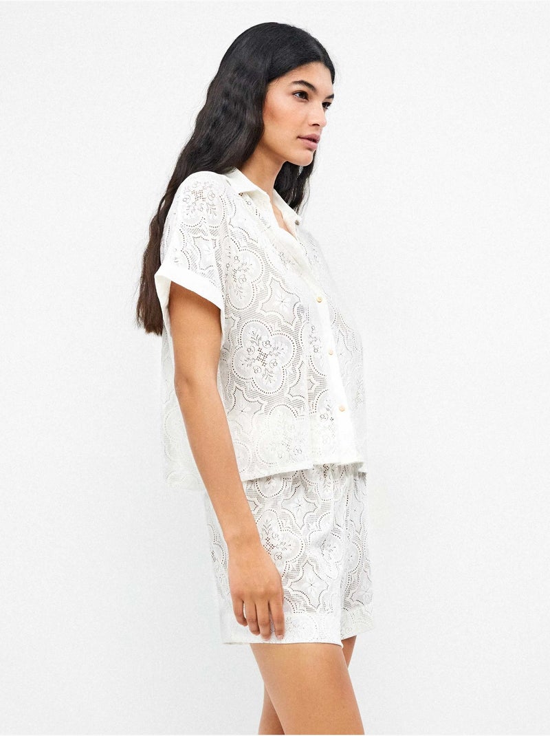 Short de plage en tissu structuré Blanc - Kiabi