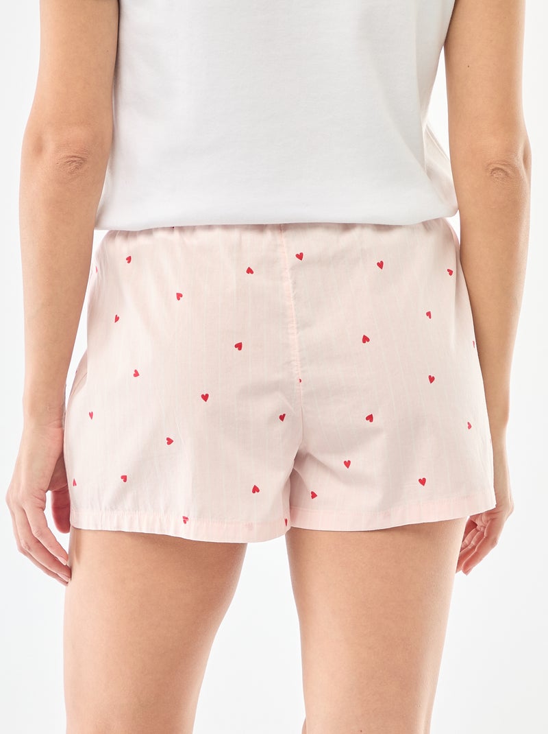 Short de pyjama en popeline Rose - Kiabi