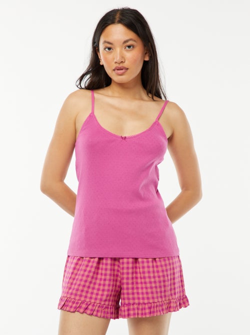 Short de pyjama vichy et base volantée - Kiabi