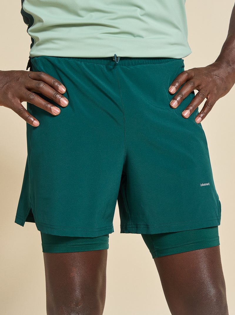 Short de sport 2 en 1 - (ekstract) Vert - Kiabi