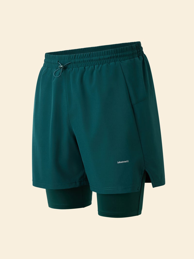 Short de sport 2 en 1 - (ekstract) Vert - Kiabi