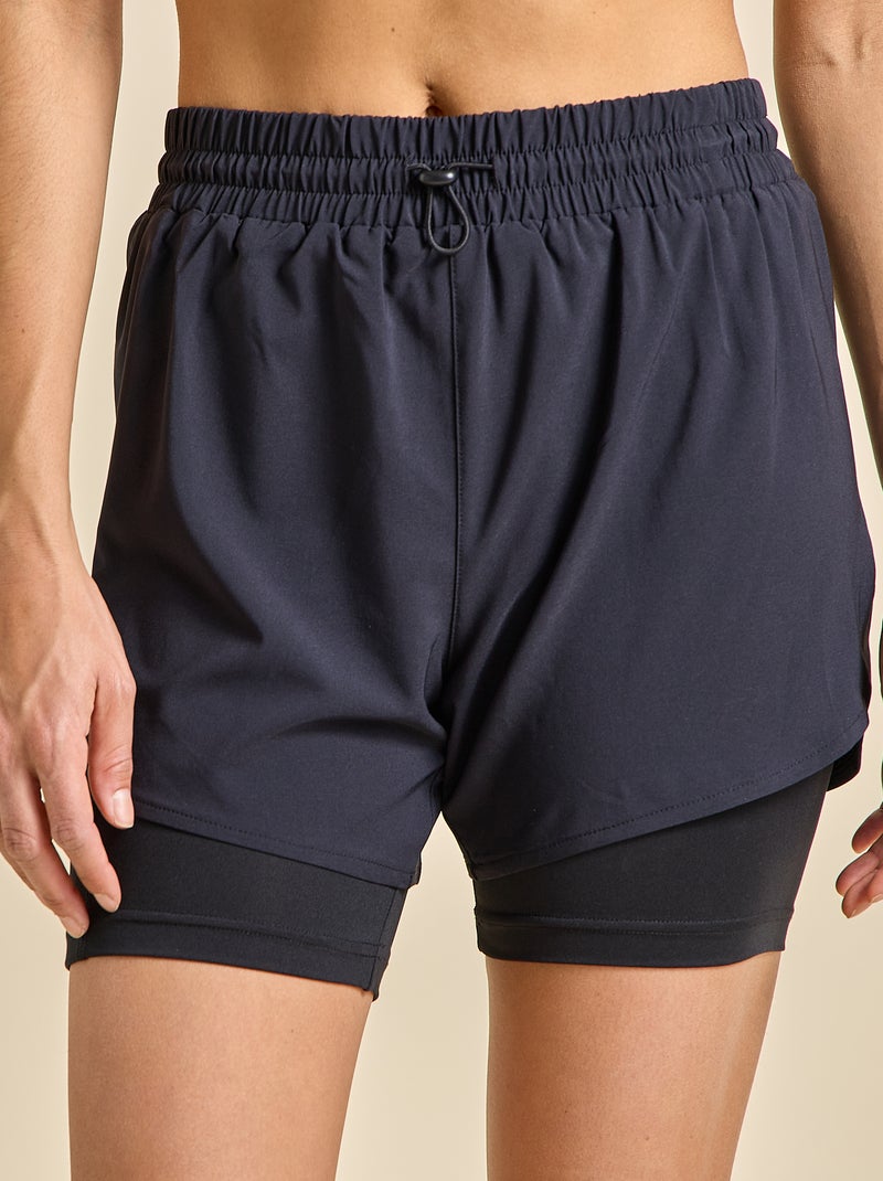 Short de sport modèle 2 en 1 - (ekstract) Noir - Kiabi