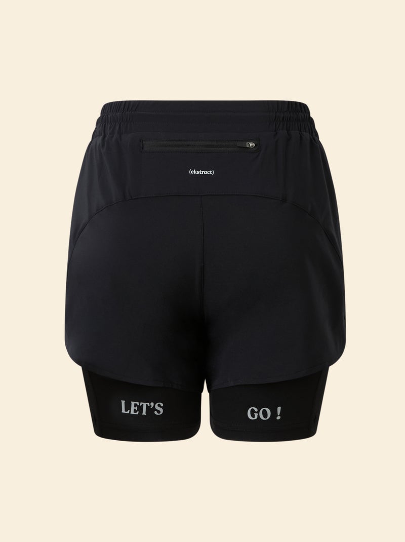 Short de sport modèle 2 en 1 - (ekstract) Noir - Kiabi