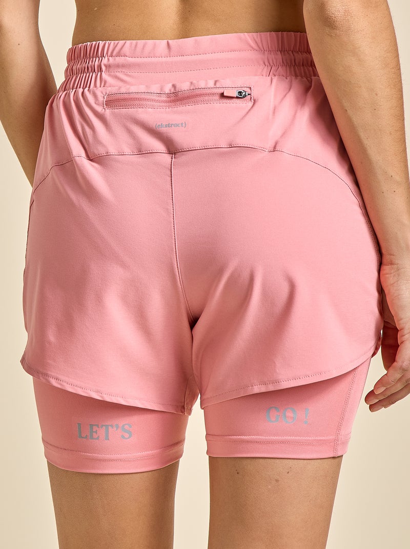 Short de sport modèle 2 en 1 - (ekstract) Rose - Kiabi