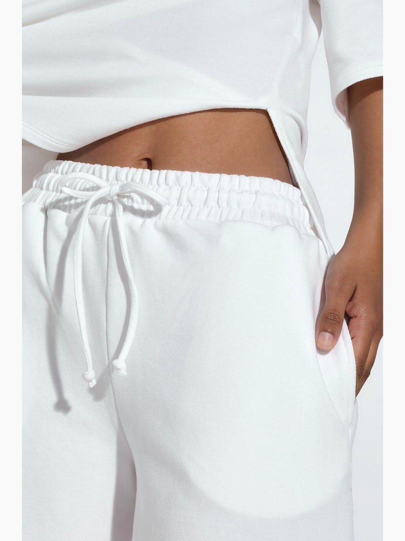Short de survêtement taille mi-haute à cordon busem Blanc - Kiabi