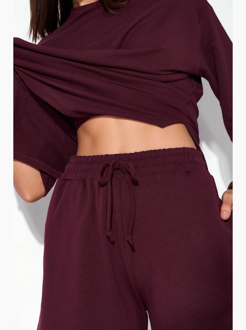Short de survêtement taille mi-haute à cordon busem Rouge bordeaux - Kiabi