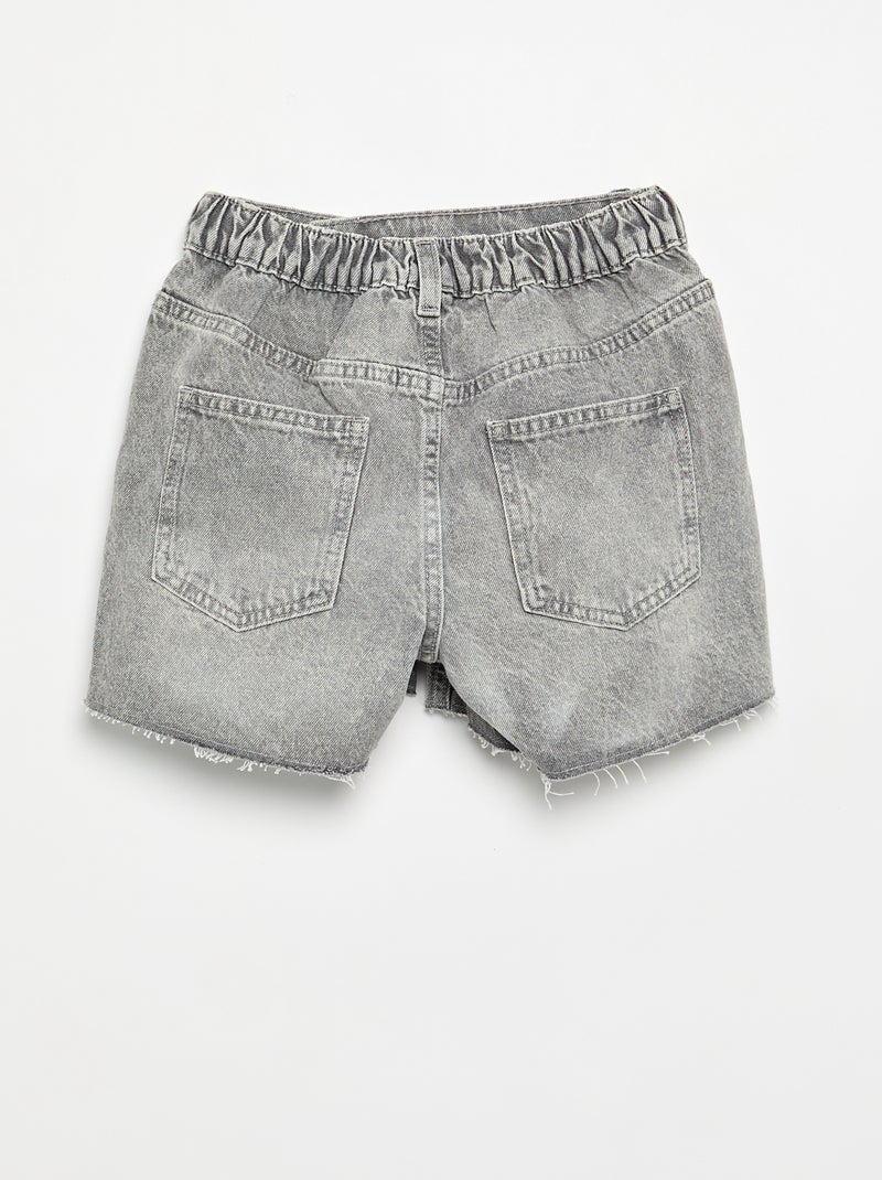 Short denim à enfiler Gris - Kiabi