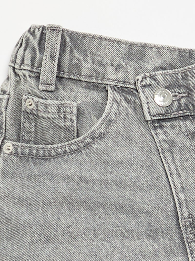 Short denim à enfiler Gris - Kiabi