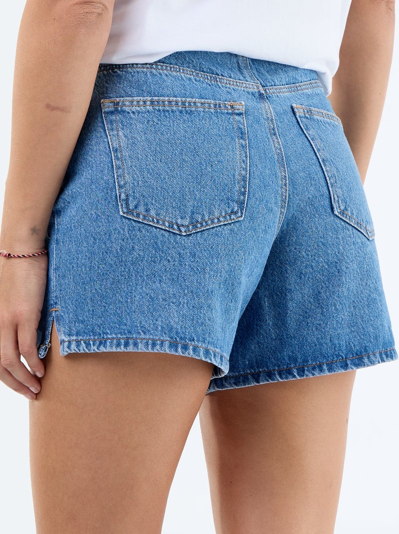 Short denim avec motifs brodés Bleu - Kiabi