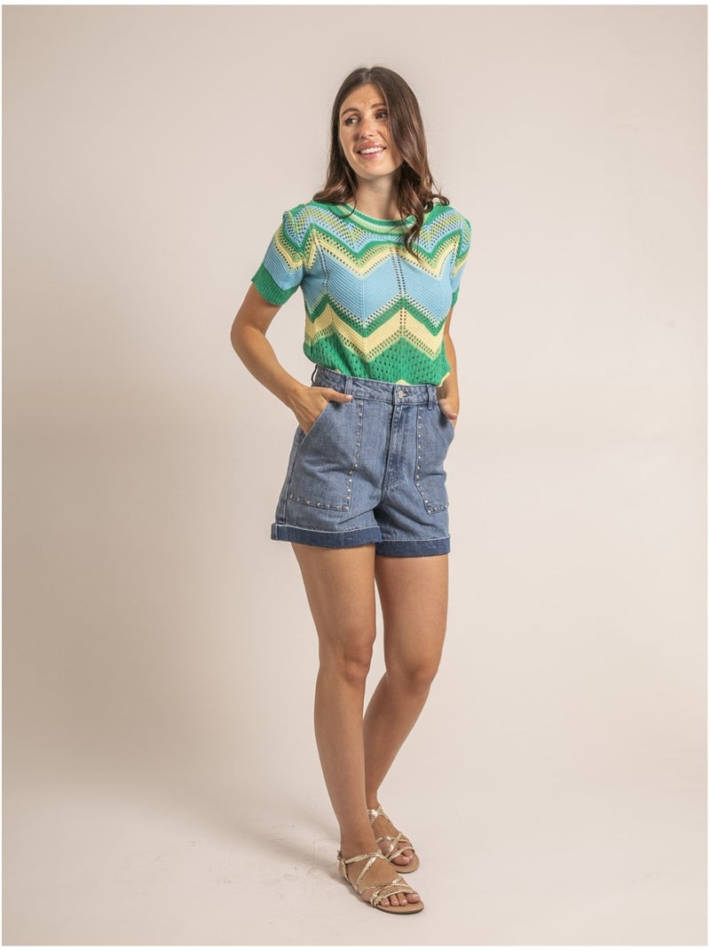 Short denim clous ximoli Bleu - Kiabi
