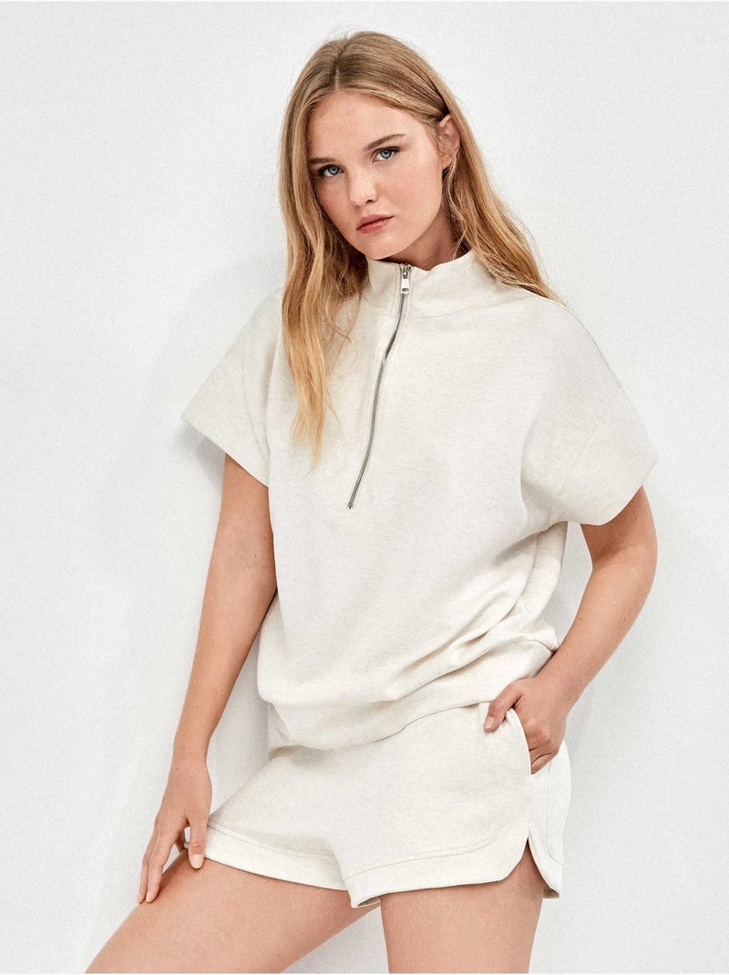 Short double doux cordon avant Beige - Kiabi