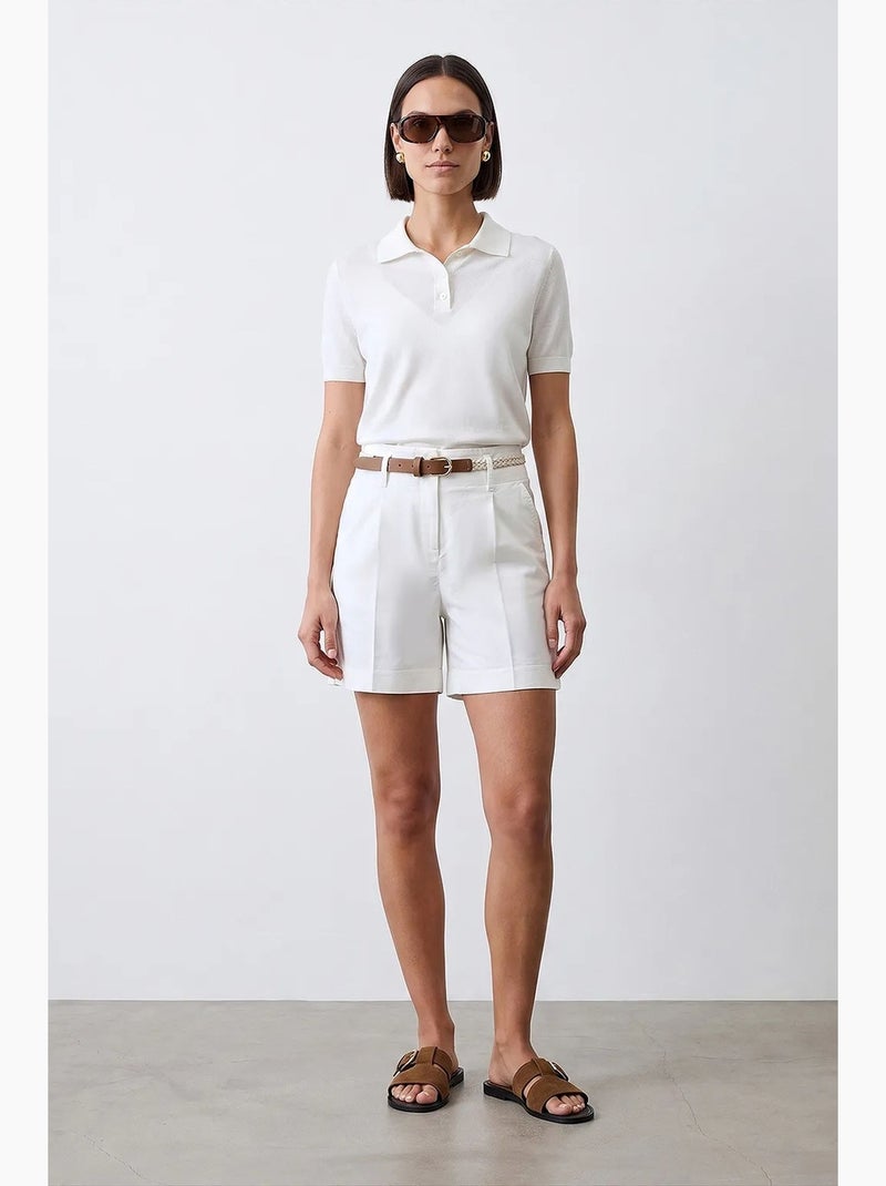 Short droit à taille haute avec ceinture dilvin Blanc cassé - Kiabi
