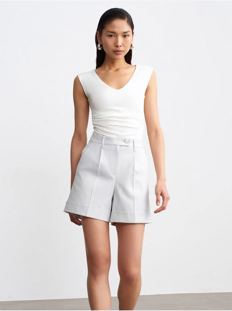 Short droit taille haute dilvin Blanc cassé - Kiabi