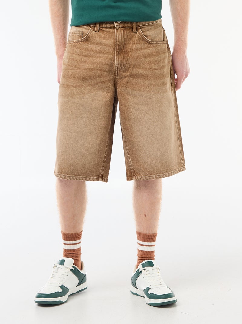 Short en baggy effet original en coton Marron - Kiabi