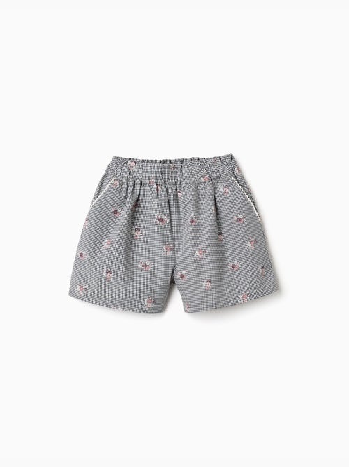 Short en coton à motif Vichy et imprimé floral - Kiabi