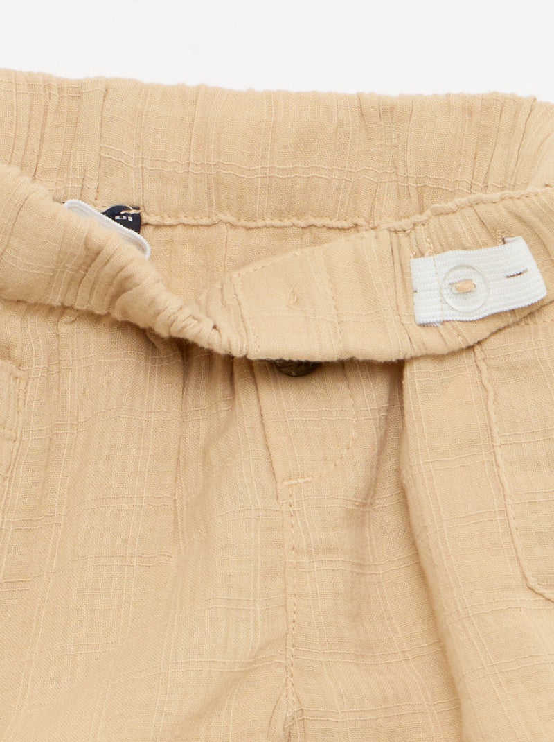 Short en coton avec 2 poches plaquées Beige - Kiabi