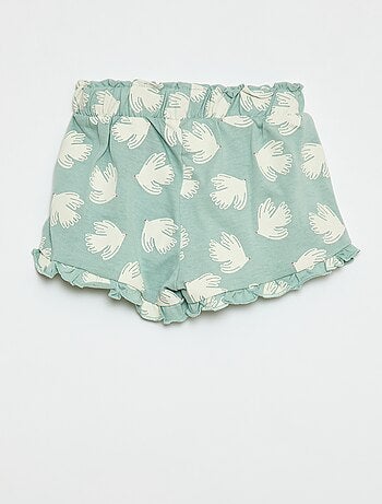 Short en coton avec ceinture à nouer et bas de jambe volantés