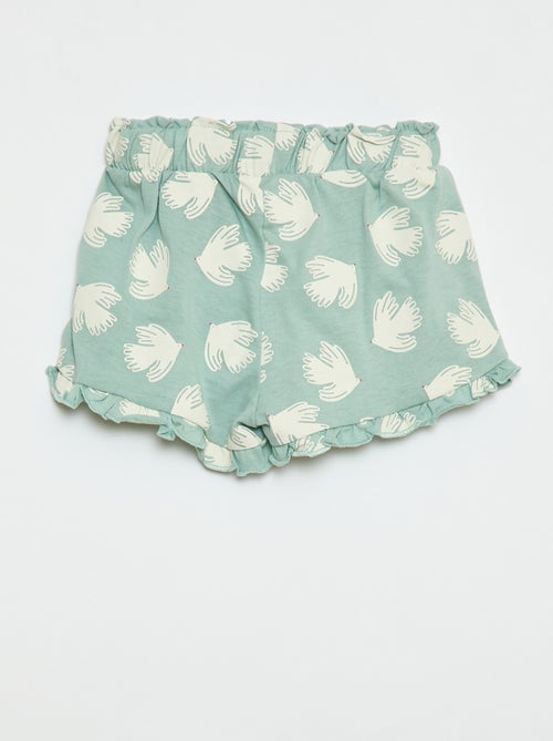 Short en coton avec ceinture à nouer et bas de jambe volantés - Kiabi