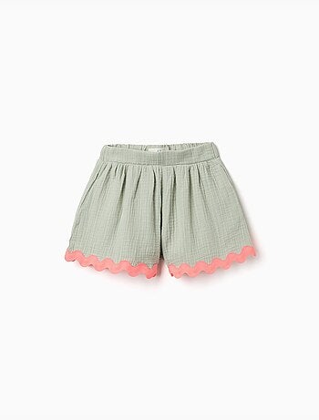 Short en coton avec finition ric rac