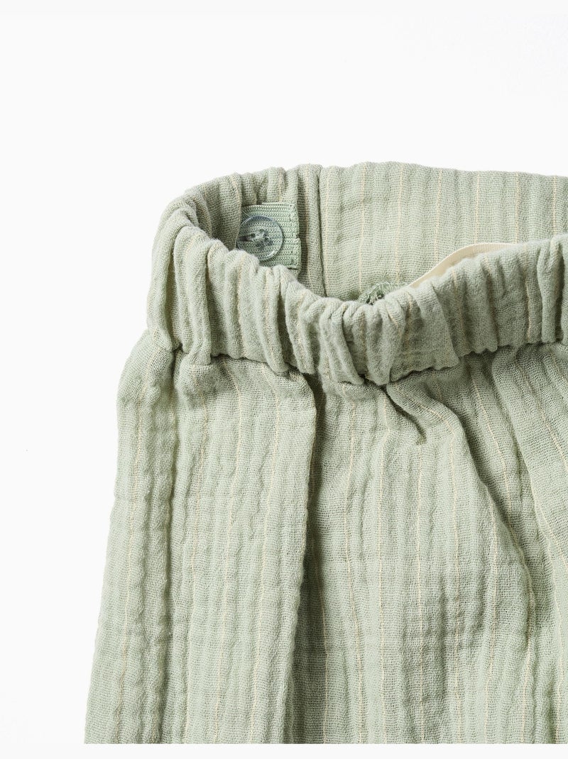Short en coton avec finition ric rac Vert clair - Kiabi