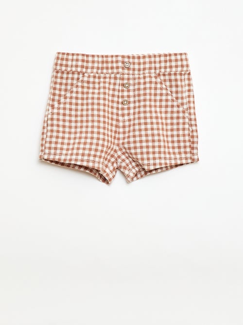 Short en coton et lin - Kiabi