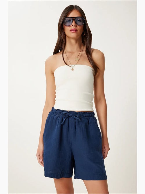 Short en coton taille haute et jambes larges istanbul - Kiabi Short en coton taille haute et jambes larges istanbul - Kiabi
