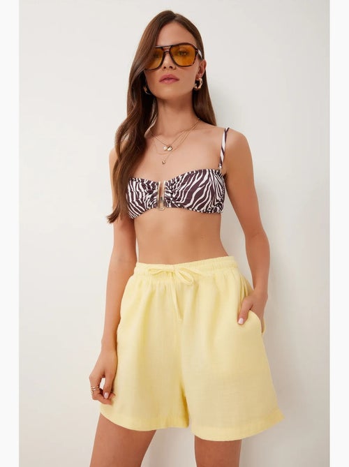 Short en coton taille haute et jambes larges istanbul - Kiabi Short en coton taille haute et jambes larges istanbul - Kiabi