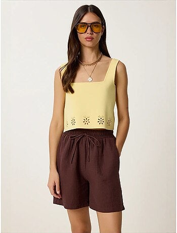 Short en coton taille haute et jambes larges istanbul