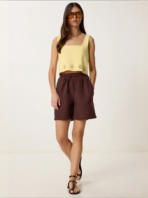 Short en coton taille haute et jambes larges istanbul - Kiabi Short en coton taille haute et jambes larges istanbul - Kiabi