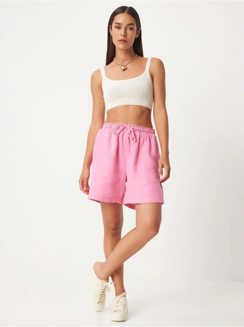 Short en coton taille haute et jambes larges istanbul - Kiabi Short en coton taille haute et jambes larges istanbul - Kiabi