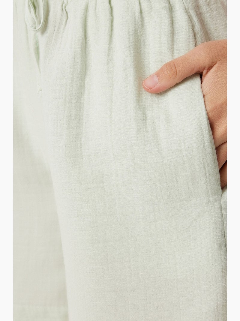 Short en coton taille haute et jambes larges istanbul Vert menthe - Kiabi