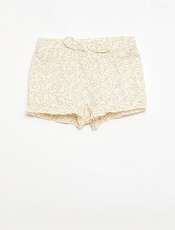 Short en coton tissé en coton et lin