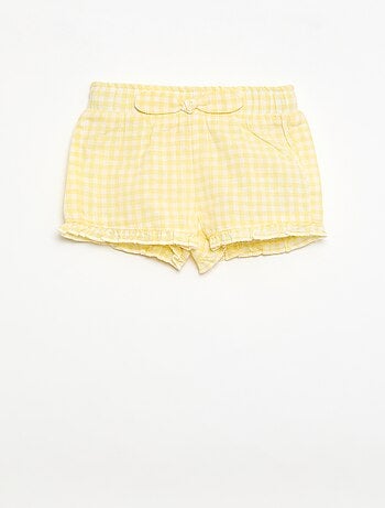 Short en coton tissé en coton et lin