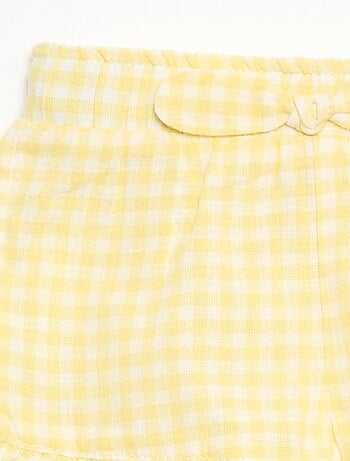 Short en coton tissé en coton et lin