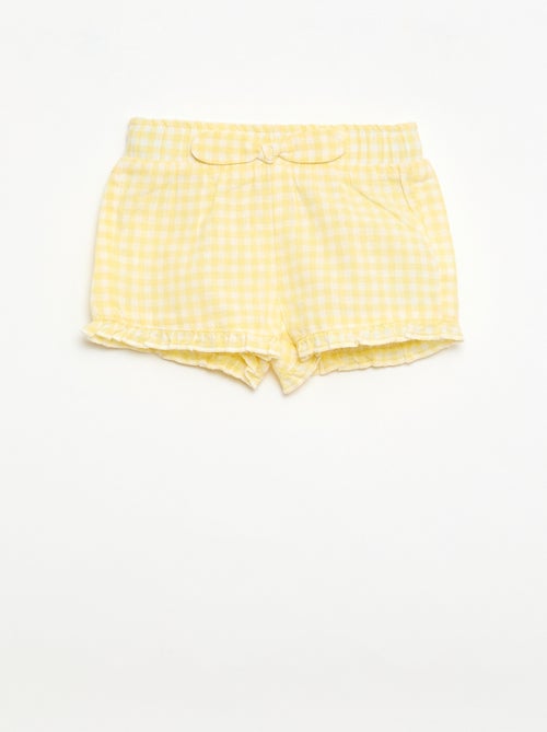 Short en coton tissé en coton et lin - Kiabi