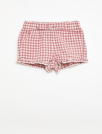 Short en coton tissé en coton et lin